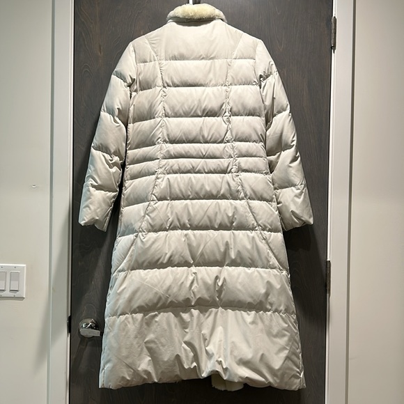 Like New! Long Cream Puffer Coat w/Faux Fur Lined Detachable Hood and Accents - Picture 7 of 9
